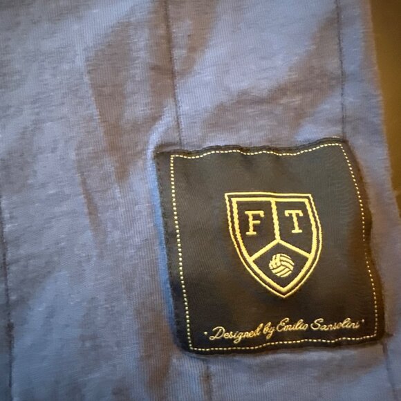 Football Town XL Mens V-Neck Shirt Navy & Yellow Cotton Blend Emilio Sansolini - Picture 4 of 6